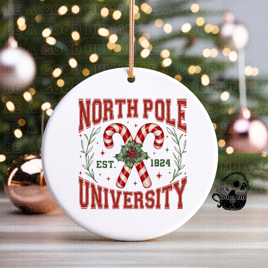 North Pole University Ceramic Ornament