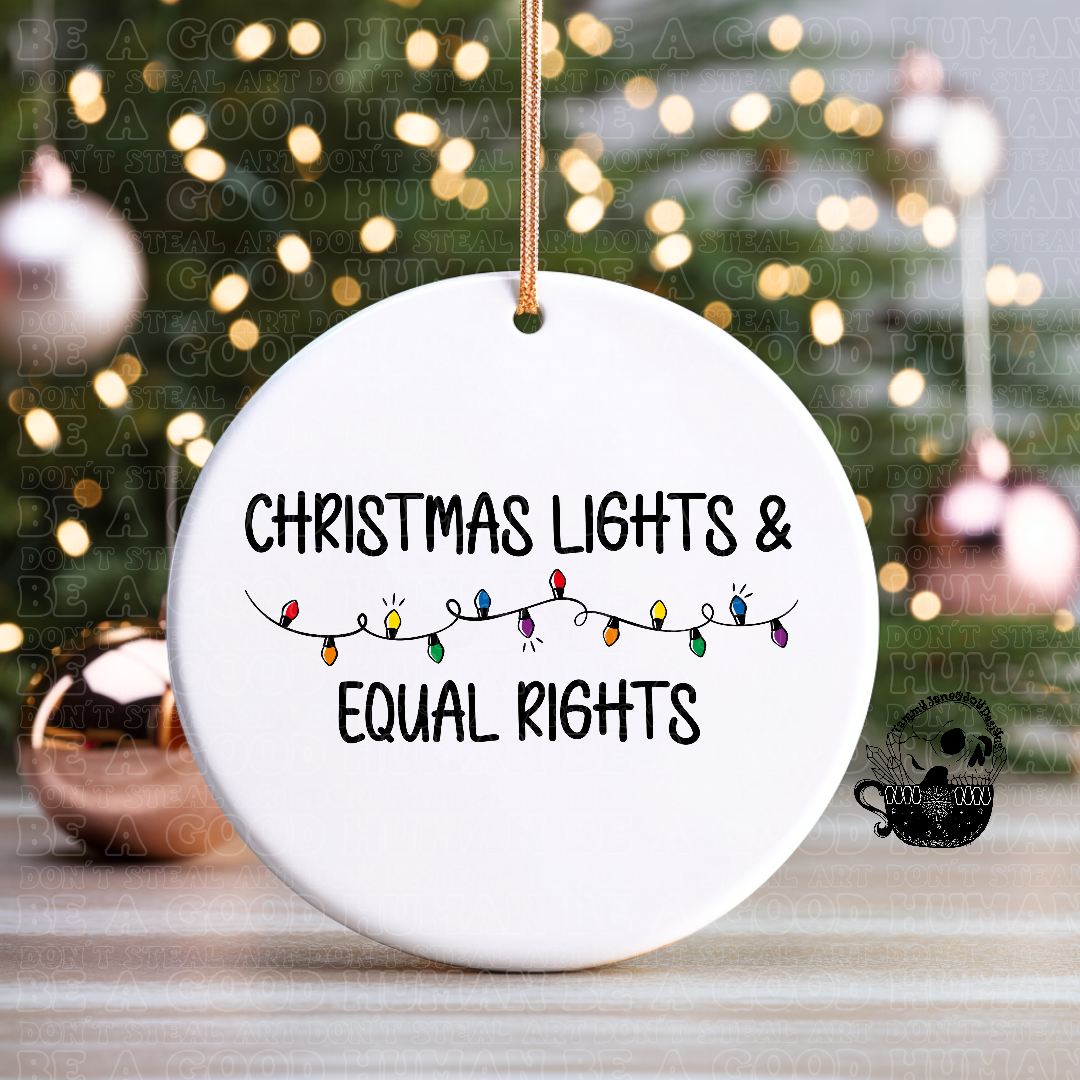 Christmas Lights & Equal Lights Ceramic Ornament