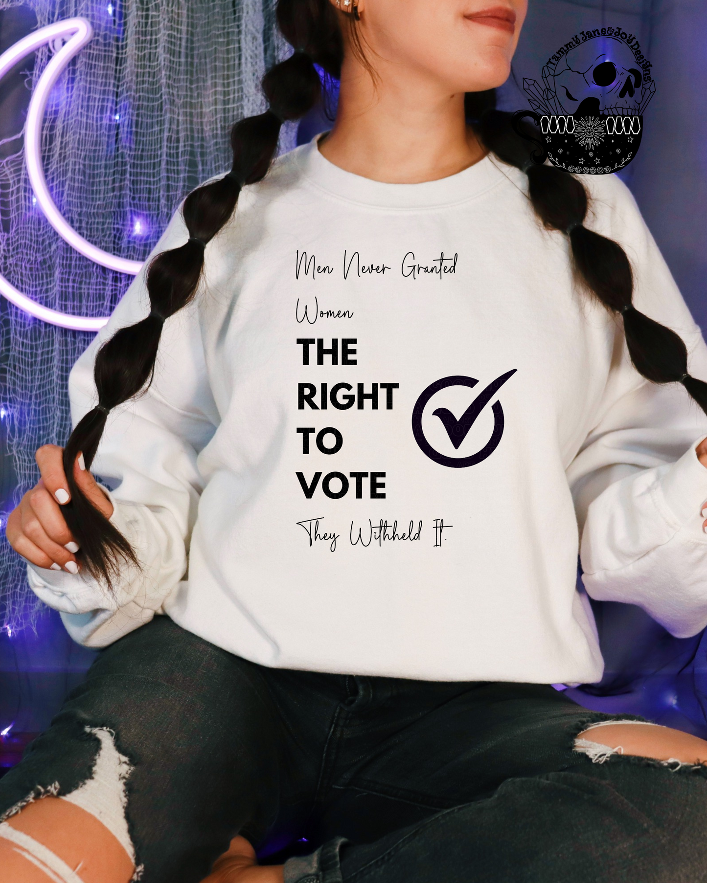 Men didn't "give" women the right to vote, they withheld it. (cursive design)