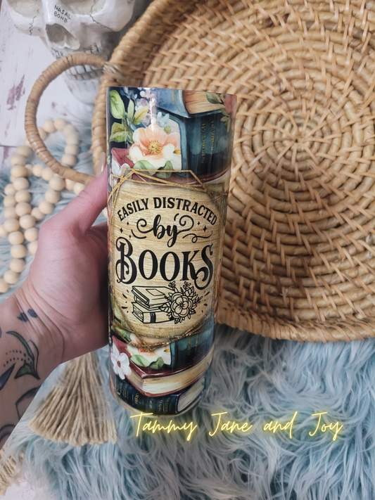 Easily distracted by books 20oz Stainless Steel Tumbler