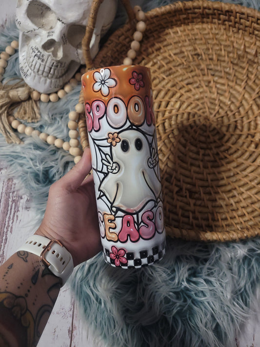 Spooky Season Groovy Ghost 20 oz Stainless Steel Tumbler