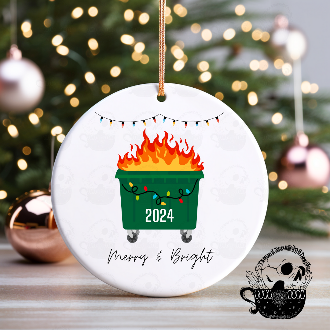 2024 Dumpster Fire Ceramic Ornament