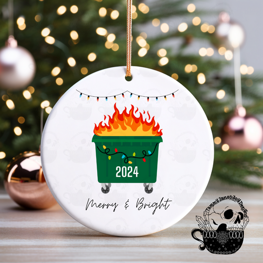 2024 Dumpster Fire Ceramic Ornament
