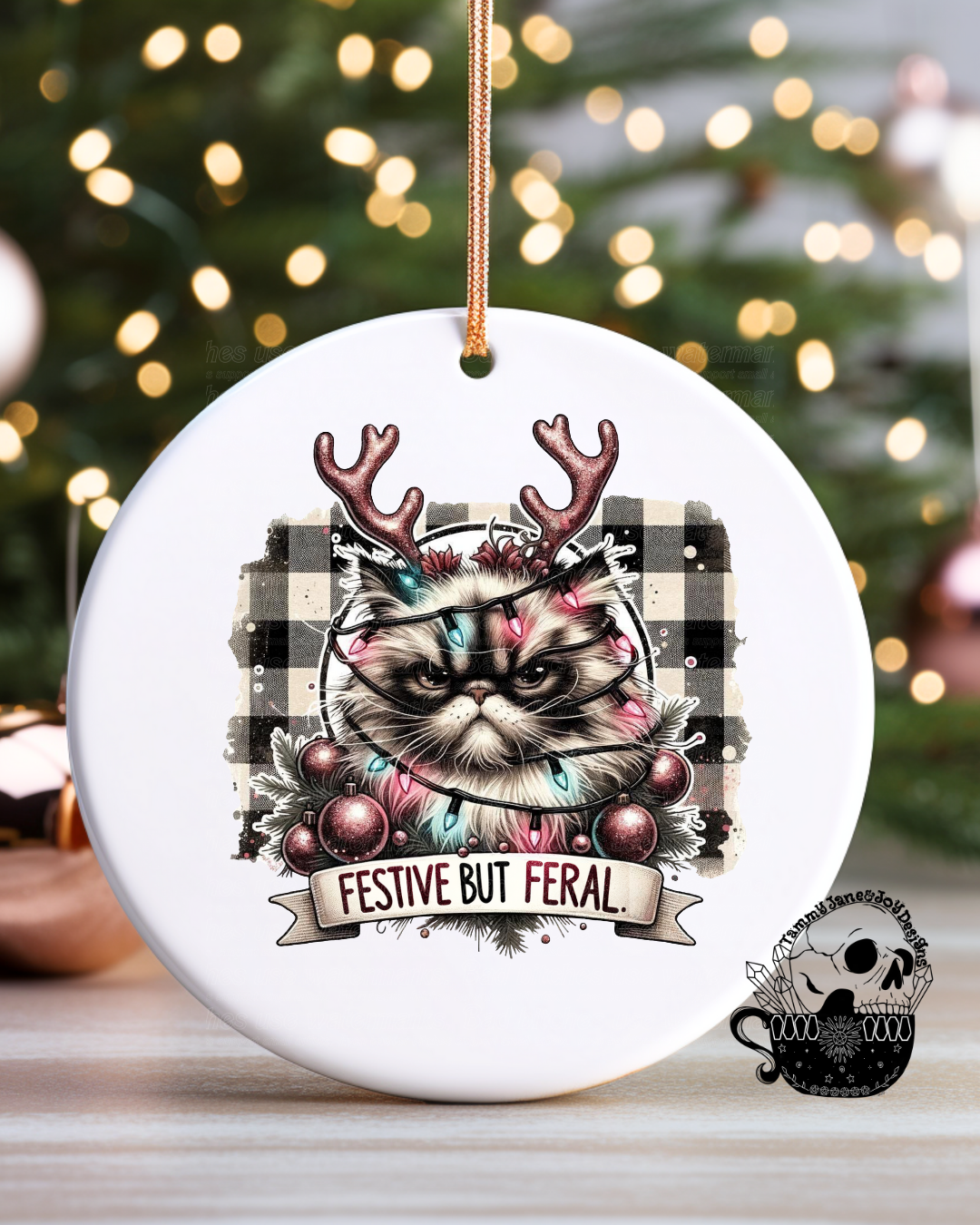 Festive but Feral Ceramic Ornament