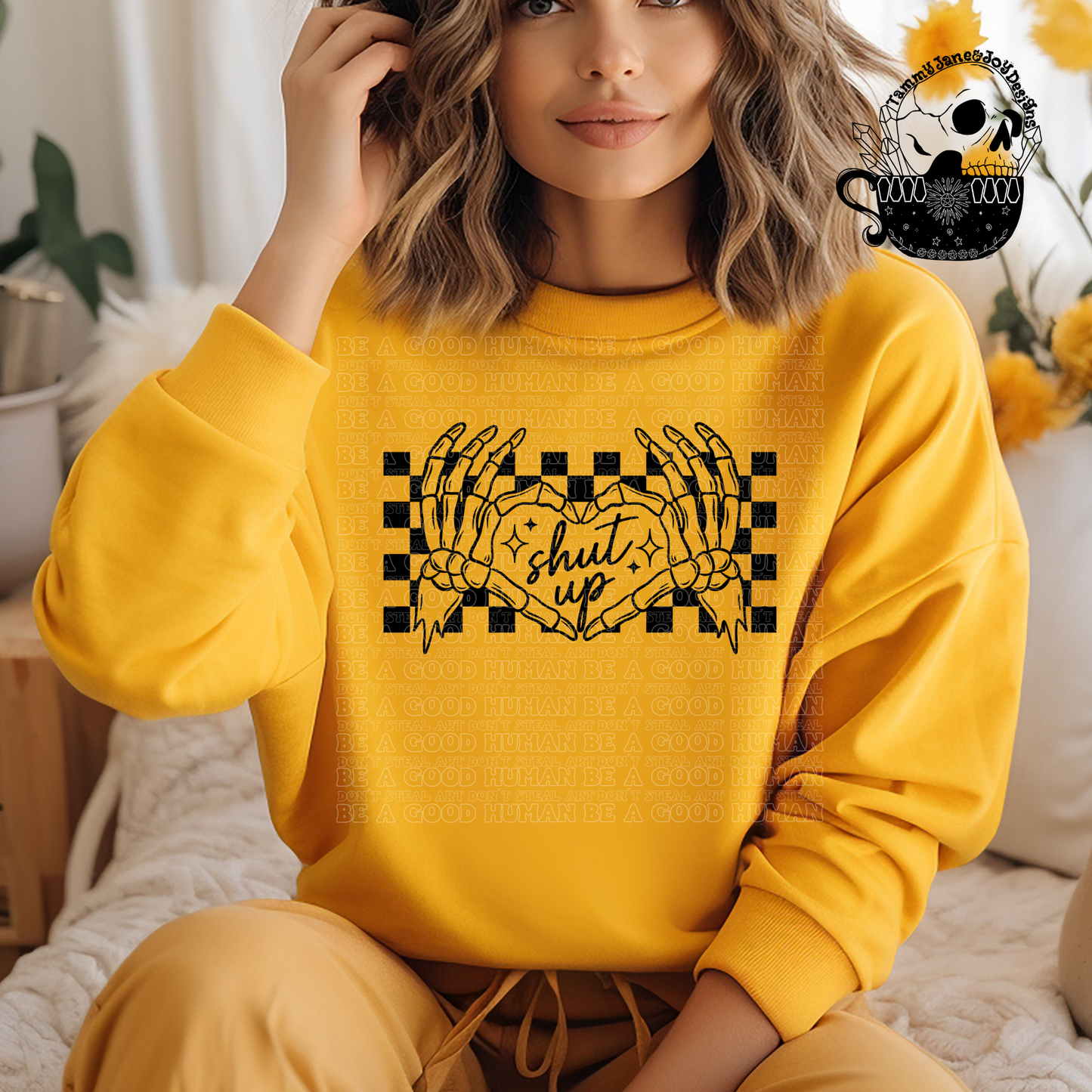 Shut Up Skelly Heart Hands (black)