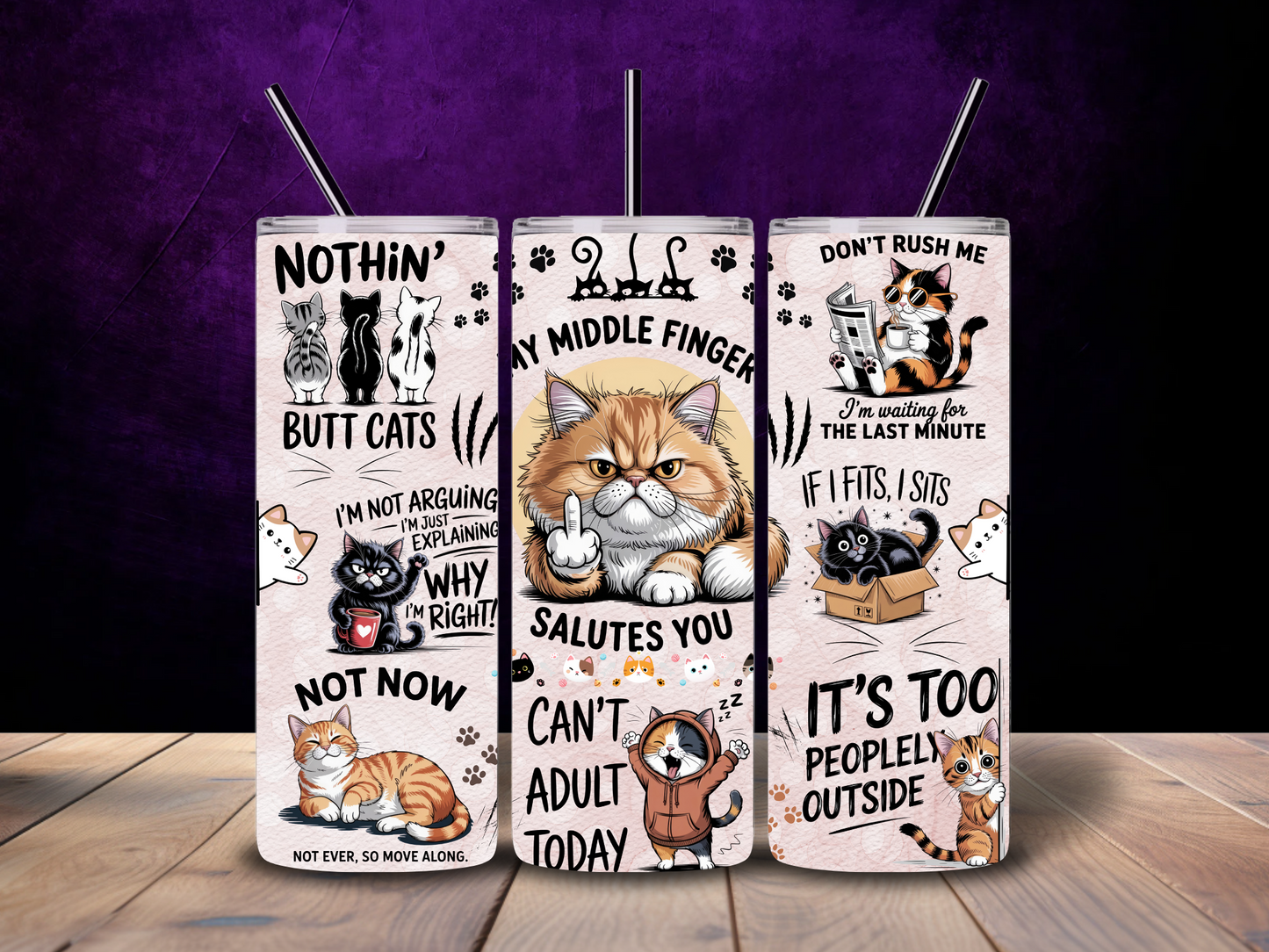 Cattitude 20 oz Stainless Steel Tumbler