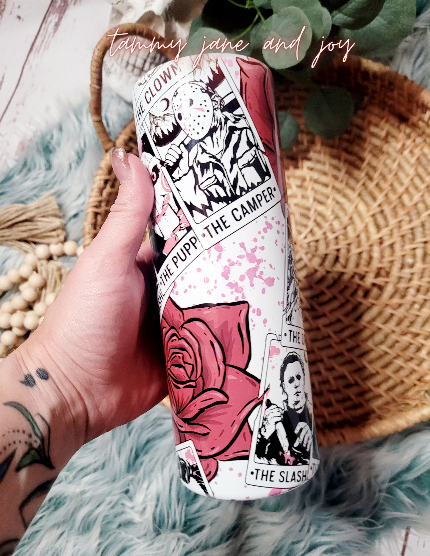 Horror Tarot in Pink Tumbler