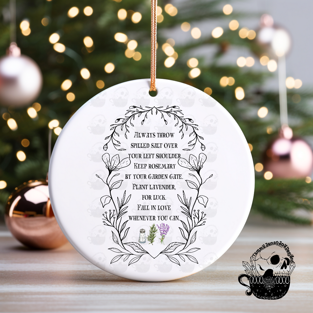 Always Throw Spilled Salt Ceramic Ornament