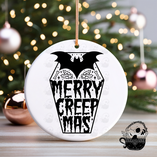 Merry Creepmas Coffin Ceramic Ornament