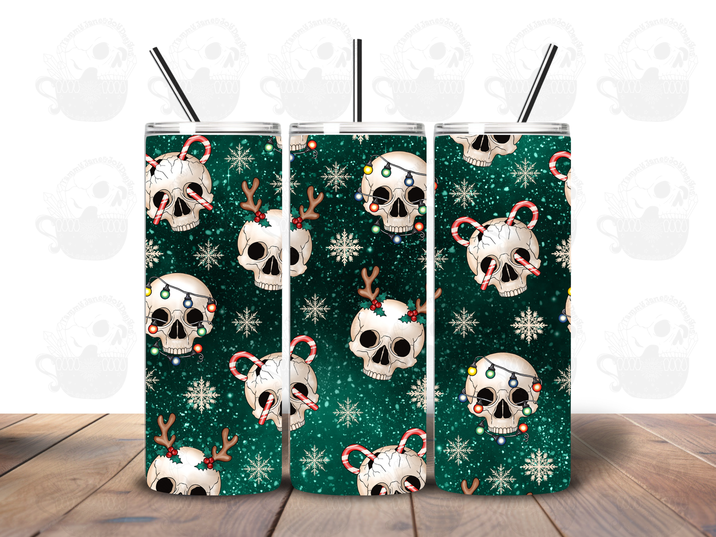 Christmas Skulls 20 oz Stainless Steel Tumbler