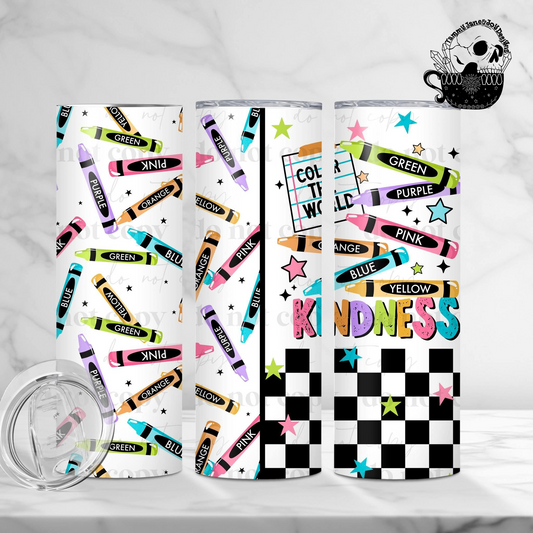 Color the World With Kindness 20 oz Stainless Steel Tumbler