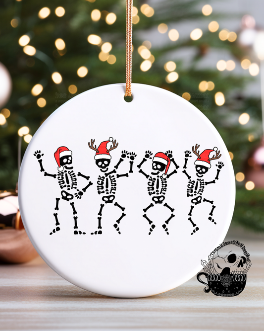 Hidden Message Skellies Ceramic Ornament
