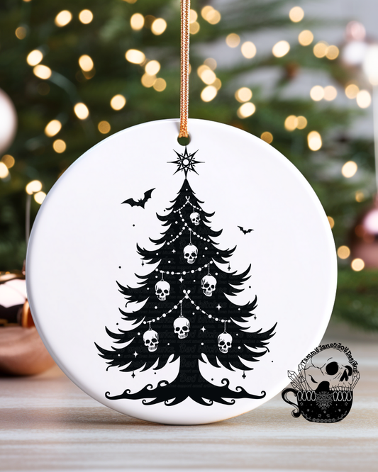 Skelly Christmas Tree Ceramic Ornament