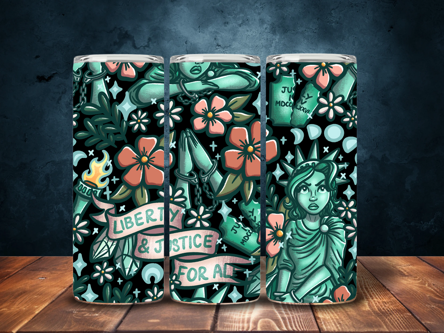 Liberty & Justice for all 20 oz Stainless Steel Tumbler