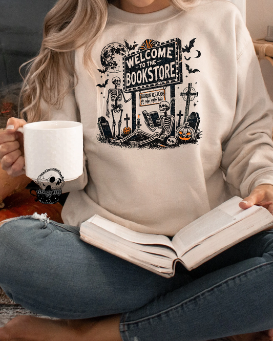 Welcome To The Bookstore (cartoon style black)