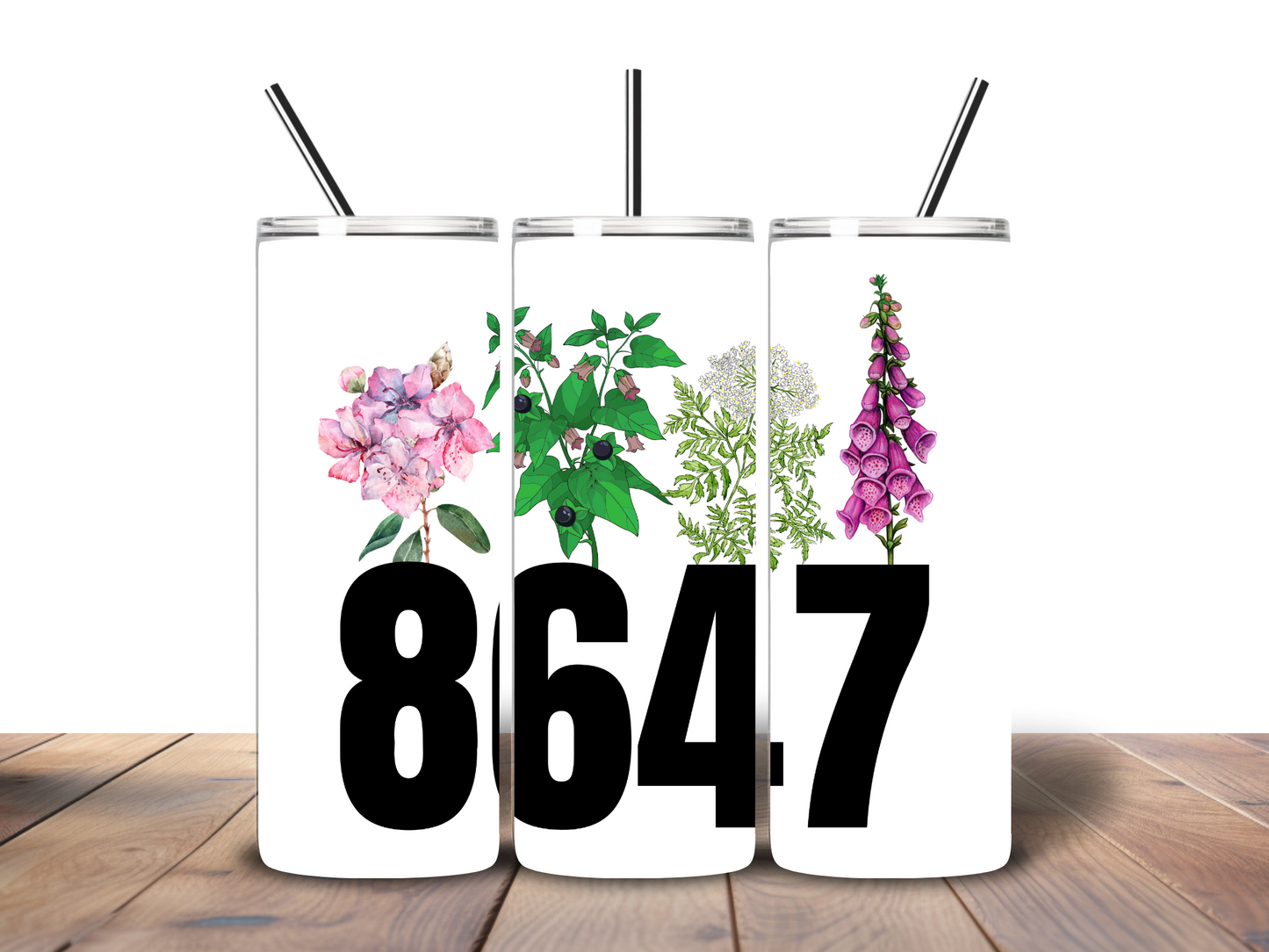 8647 Floral 20 oz Stainless Steel Tumbler
