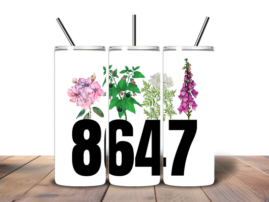 8647 Floral 20 oz Stainless Steel Tumbler