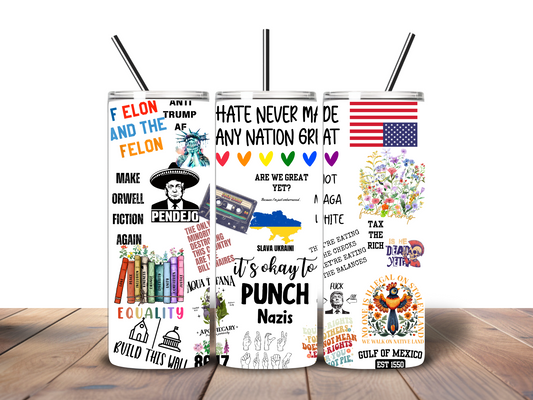 Anti Hate and Cults 20 oz Stainless Steel Tumbler