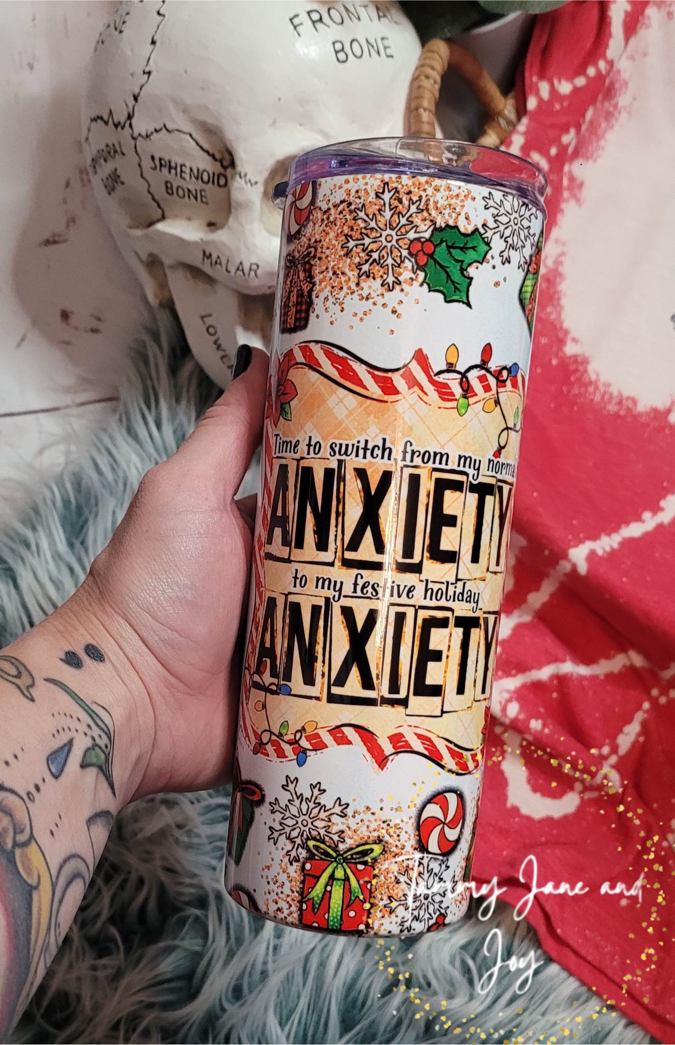 Festive Holiday Anxiety Tumbler